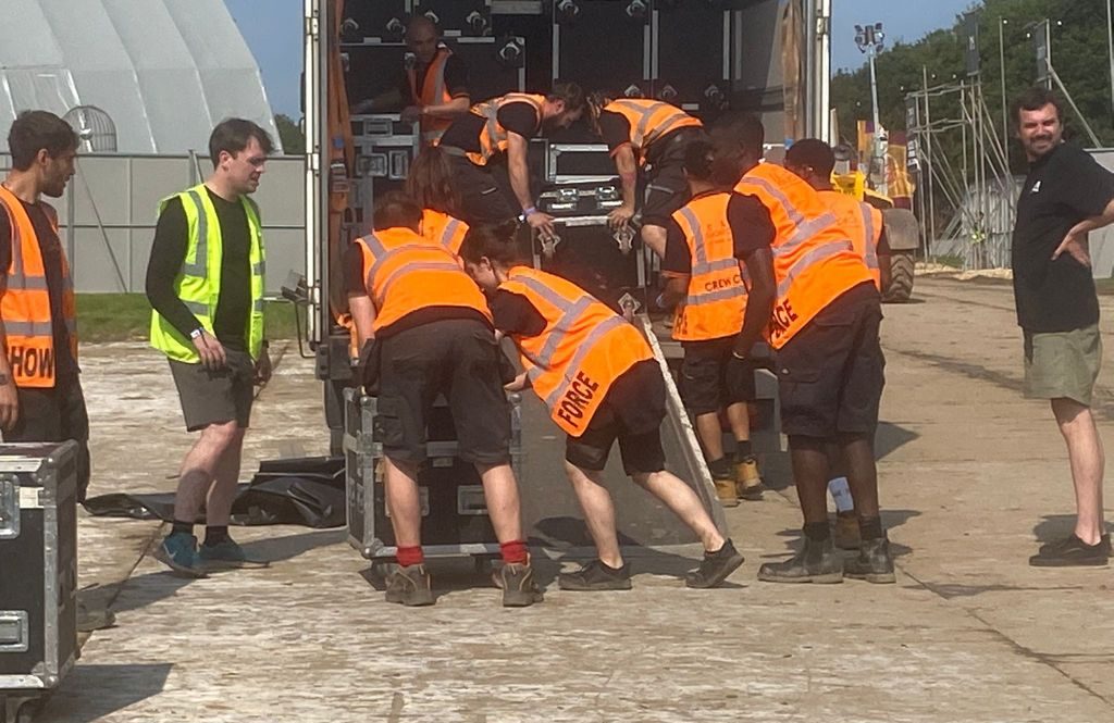 Creamfields event team unloading a van